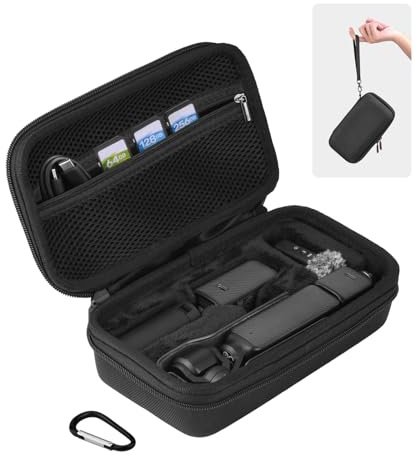 BRDRC Osmo Pocket 3 Étui, Sac de Transport Portable Sac de Rangement Protecteur Rigide pour DJI Osmo Pocket 3 Creator Combo Caméra Accessoires avec Poignet et Mousqueton (Noir)
