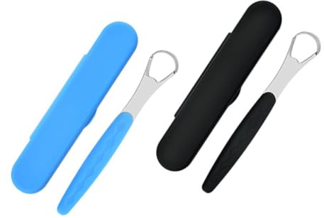 minkissy 2sets Raschietto per Pulizia della Lingua in Acciaio Inossidabile Kit di Raschiatura per Rimozione del Rivestimento della Lingua Strumento di Igiene Orale per Rinfrescare Alito