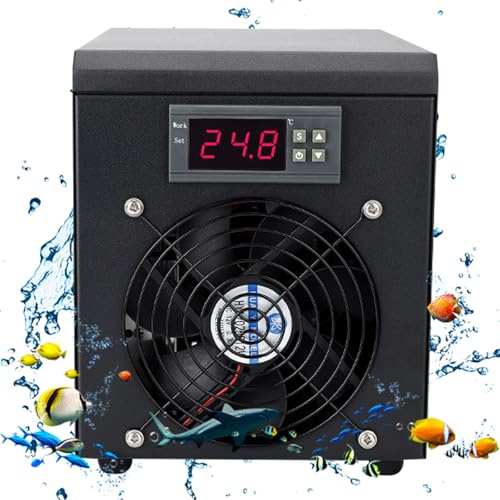 Enfriador de Agua de depósito para hidroponía (60 l/160 l/300 l) con diseño silencioso, compresor de refrigeración para pecera, Apto para hidroponía, Arrecife de Coral, con Bomba y tubería.