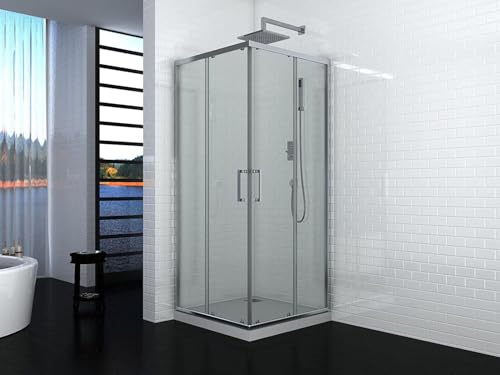 WITIT BOX DOCCIA ANGOLARE SCORREVOLE KARMEN ANTE IN VETRO CRISTALLO TRASPARENTE 6mm QUADRATO - RETTANGOLARE - SEMICIRCOLARE (80x100 cm Rettangolare)