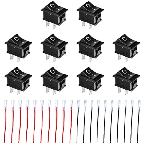 10 Pièces Interrupteur à Bascule Mini, Interrupteur SPST 2 Broches T85 KCD1 avec Câblage Pré-Connecté, Commutateur pour Équipement Industriel, Appareils Électroniques, Automobiles, Motos, Ménagers