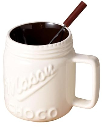 SiaBiced Service à Fondue Au Chocolat avec Fourchettes à Fondue, Fabriqué à Partir D'un Chauffe-beurre, Caquelon Individuel, Caquelon à Fondue Au Fromage P, Blanc