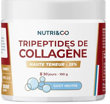 NUTRI&CO Tripeptides de Collagène + Vit C | 1000DA | 100g | 30jrs | Neutre