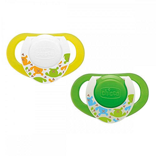 Chicco Dekor-Beruhigungssauger Physio mit Ring, leuchtend, 4m+, Kautschuk 2 Stück