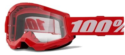 100 Percent Strata II Clear Unisex MTB Goggles (Red/White/Clear Lens)