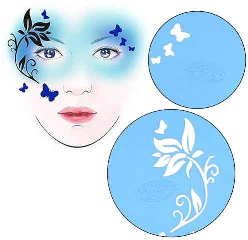 7styles / set Wiederverwendbare Gesichtsfarbe Schablone Körper Malerei Vorlage Blume Schmetterling Gesichts Design
