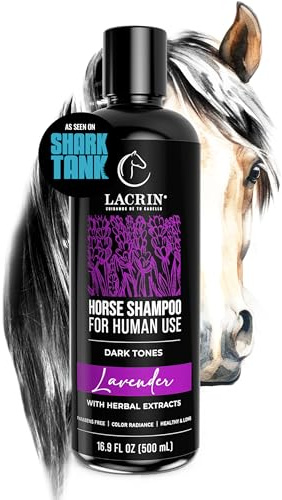 LACRIN Lavender Horse Shampoo for Human Use for Dark Tones – As Seen on Shark Tank – Gentle, Hydrating, Paraben-Free Sensitive Scalp Shampoo for Hair Growth & Strengthening, 16.9 Fl Oz, 1-Pack
