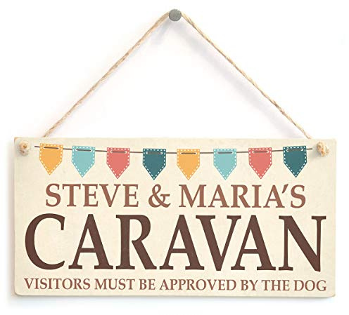 Personalised Dog Approved Caravan Sign | Visitor approval humour with dog or dogs wording
