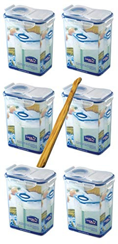Lock&Lock Schüttboxen-Set 6-tlg 6x HPL813F je 1,8L & SeleXions Multifunktion Olivenholz Spachtel