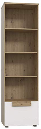 FORTE Arkina Regal mit 1 Tür, Holzwerkstoff, Artisan Eiche + Weiß, 55,4 x 197 x 41,3 cm