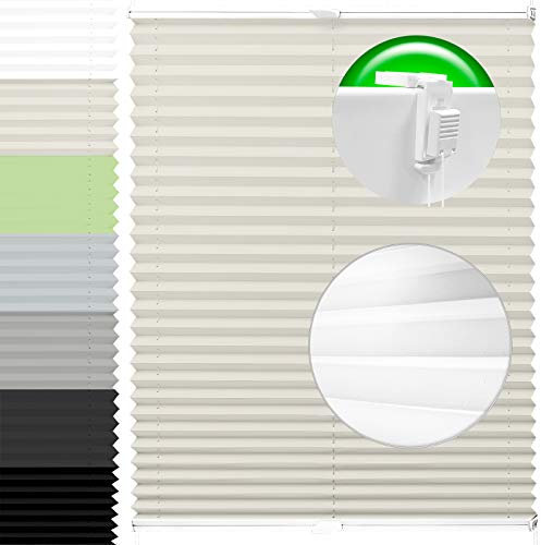 Horivert Plissee Pliseerollo mit Klemmträger Ohne Bohren Stoff Fensterrollo Klemmfix Faltrollo Jalousie Sonnenschutz Blickdicht 70x210 cm