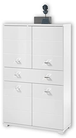 POOL Mobiletto alto per bagno in Bianco - Mobiletto moderno per bagno Armadio per bagno con tanto spazio - 76 x 123 x 31 cm