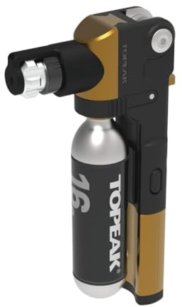 Topeak Tubi Master+ Reparaturset aus Stahl und Aluminium in der Farbe Schwarz-Gold, Maße: 2,3cm x 6,8cm x 12cm, 15400076