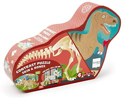 SCRATCH 276181141 Konturpuzzle für Kinder ab 5 Jahren, Shape Puzzle Dino, beidseitig, 50 Teile
