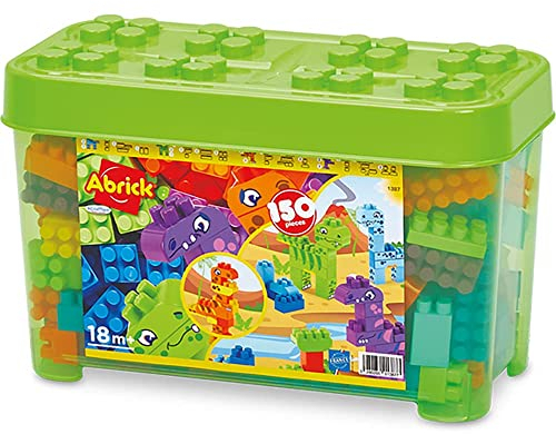 Jouets Ecoiffier - 1387 - Coffre Dinosaures 150 pièces - Abrick - Jeu de Construction pour Enfant - Dès 18 Mois - Fabriqué en France, Multicouleur