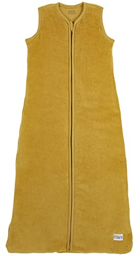 Meyco Baby Velvet Schlafsack, gefüttert (Innenseite aus 100% Baumwolle, Winterschlafsack mit Reißverschluss, Gute Belüftung und Feuchtigkeitsaufnahme, perfekte Passform, Größe: 110 cm), Honig Gold
