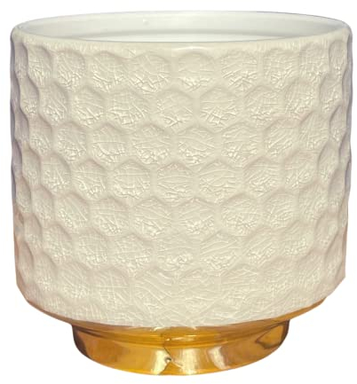 Nordring Maceta Goldy - Macetero Decorativo Redondo para Flores e Plantas para Interiores S (10 cm ø), Amarillo, Cerámica