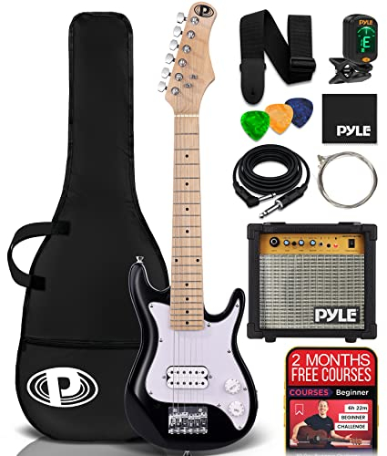 Pyle Starter Kit Chitarra Elettrica Bambini con Amplificatore, Chitarra per Bambini da 76,2 cm, Chitarra Elettrica con Amplificatore da 10 Watt e Accessori Completi