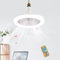 BomKra LED Ceiling Fan with Lights, 30W Ceiling Light and Remote, Timing, 3 Color Dimmable LED, 3 Speeds, Small Electric Fan Lamp for Small Spaces Bedroom Home Office Dormitory (White)