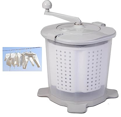 Machine à laver manuelle non électrique - Déshydrateur portable à manivelle - Essoreuse à linge compacte pour vêtements, convient pour dortoir, appartement, camping, camping-car