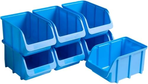 hünersdorff 7 x Sichtbox Stapelbox Lagerbox in Größe 5, aus Polypropylen, hohe Formstabilität und Belastbarkeit, Farbe: Blau