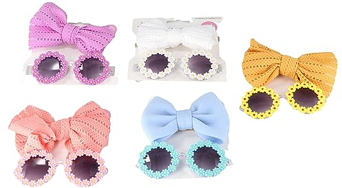 Vctitil 10 StückSet Hunde-Stirnband Hunde-Sonnenbrille, niedliche Cartoon-runde Blumenschleife, Hundepflege-Haarnadel, Tierhaarzubehör für Party, Fotografie, Requisiten (mehrfarbig)