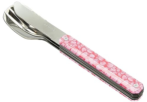 Akinod Elegant gourmet rakt bestick med magnetisk insats (kniv, gaffel och sked) - magnetiskt rakt bestick 12H34 mod. MIRROR Rose Delicat