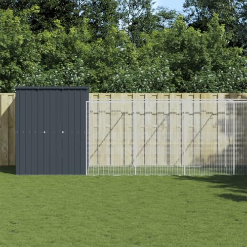 DJEKA Hühnerkäfig Klein Hühnerkäfig mit Auslauf Kleintierstall Hühnerhaus Anthrazit Gehege Hühner Hühnerkäfig Metall Hühnerstall Winterfest Outdoor Freilaufgehege 165x863x181 cm Stahl Verzinkt…