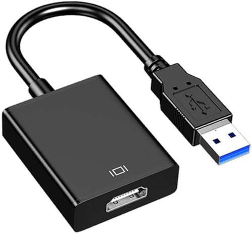 Mokeum Adaptador USB a HDMI, adaptador USB 3.0/2.0 a HDMI convertidor de video 1080P, adecuado para computadoras portátiles, escritorios, monitores, proyectores, HDTV compatible con Windows