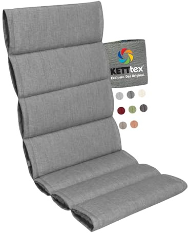 KETTtex EXKLUSIV Comfort Plus Auflage Hochlehner Silbergrau I Gartenstuhl Polster 120x50x5/3cm I KTH1 Sitzauflage weich & robust I Stuhlauflage UV-beständig I Dessin 8643