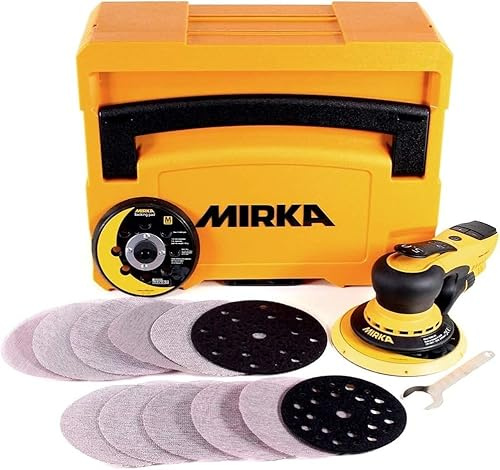 Mirka DEROS II 5650 Orbital Sander for 125 & 150mm Sandpaper Orbit 5.0mm / 230V Electric Sanding Machine with Case/UK-Plug Orbit Sanding Power Tool for dust-Free Sanding of Wood, Drywall, and Metal