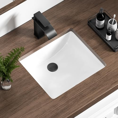 KARAMAG Lavello da bagno rettangolare da 35,5 cm, in ceramica bianca, con troppopieno (36,6 x 32,3 cm)