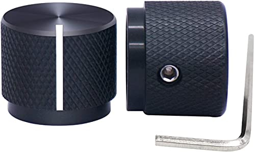 2 Stück schwarzer Aluminium-Drehknopf for elektronisches Potentiometer for Welle mit 6 mm Durchmesser, Lautstärkeregler Leistungstransformator (Color : Preto)
