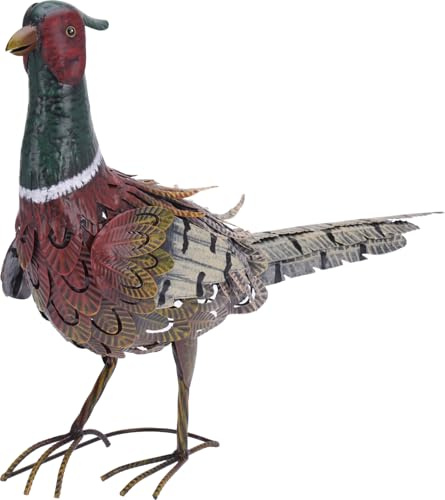 Muddy Hands Metal Garden Ornament Tall Outdoor Free Standing Decorative Statue (Pheasant)