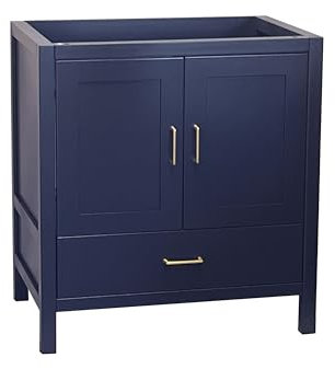 Mobile da bagno blu da 91,4 cm per lavabo da bagno, senza top, in legno massello di alta qualità (blu Catalina, 91,4 cm Lx21 P x 34,5 H)