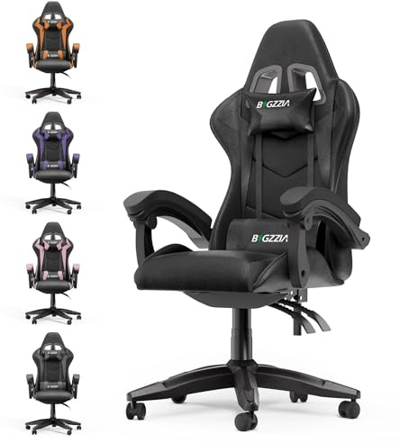 Racingreat Ergonomic Gaming Chair for Adults(Black) | Height Adjustable,Reclining,Headrest,Lumbar Support,Armrests,360°-Swivel