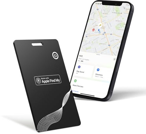 Carte de Suivi de Portefeuille, localisateur d’Objets Traceur GPS, Anti-clonage,Rechargeable sans Fil, Compatible avec Apple Find My(iOS Uniquement), pour Portefeuille, téléphone, traqueur de Bagages