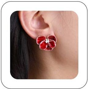 Yheakne Vintage Enamel Orchid Flower Earrings Red Acrylic Flower Earrings Exaggerated Orchid Stud Earrings Red Floral Petal Earring Jewelry for Women