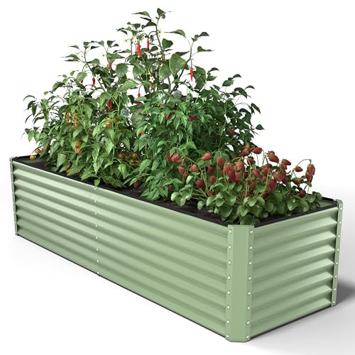UNIGARDIA Bancal cuadrado de metal 180 x 90 x 56 cm – bancal elevado de acero inoxidable para el jardín (verde claro, 56 cm de alto)