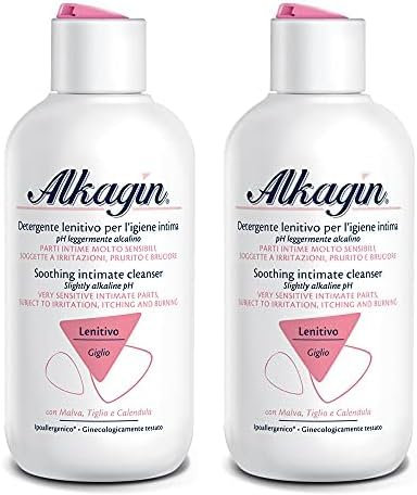 Alkagin Detergente Lenitivo per l'igiene intima a base di Malva, Tiglio e Calendula, pH leggermente alcalino, Formato 250ml (Confezione da 2)