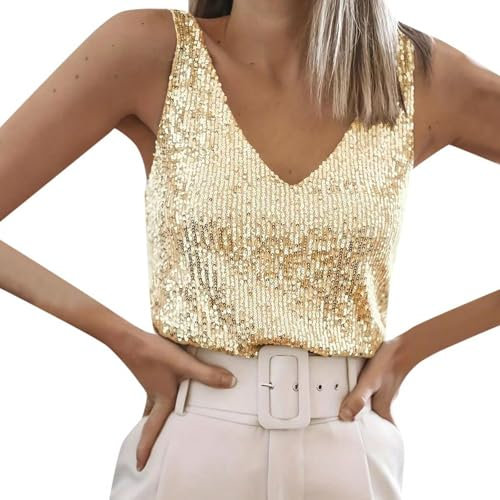 Viunychn Glitzer Oberteile Damen Ärmellos - Glitzer Pailletten Trägertop Festival Party Club Korsett Bustier BH Corsage Top Crop Top Damen Sexy Spaghettiträger Ärmellos Dessous Tank Top