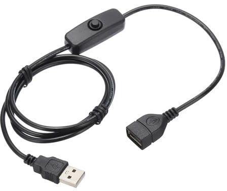 sourcing map Câble d'extension USB avec interrupteur marche/arrêt USB mâle vers femelle pour lampe de bureau, ventilateur, bande lumineuse LED, noir, 1 m