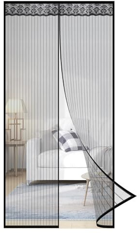 sudatong | Fliegengitter Balkontür 90x210cm | Magnet Fliegenschutz Tür Ohne Bohren | Stärkere Magneten Insektenschutz Vorhang | Reißfest, Wetterfest | 3.5cm Klettband Oben (Schwarz)