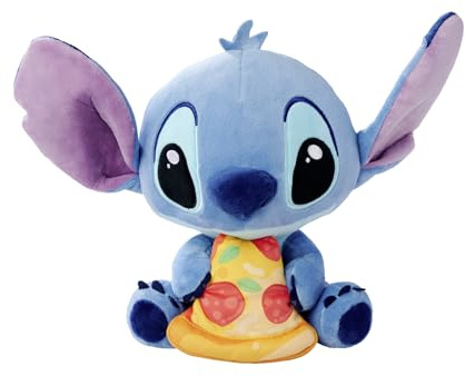 Simba Disney Stitch Kuscheltier mit Pizza – Plüschfigur zum Knuddeln, mit Pizza‑Stück in der Hand, ikonischer Disney‑Klassiker für Fans und Kinder, blau, 25 cm, ab 0 Jahren