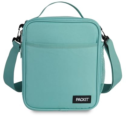 PackIt® Freezable Crossbody Lunch Box, Sage, Built with EcoFreeze® Technology, Fully Freezable, Collapsible, Reusable, With Top Handle, Front Slip Pocket. Effortlessly Carry, Fresh Every Time.