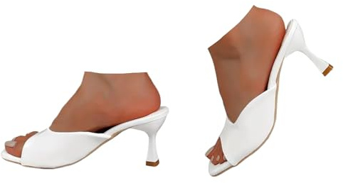 Pumps damskor höga klackar elegant fyrkantigt huvud kvällsskor med kattunge klack öppen tå sommarskor bekväma klackskor för bröllop, fester och vardag, Beige, 38 EU