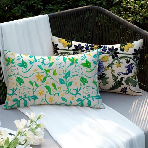 Set di 2 federe per cuscini rettangolari per esterni, 70 x 90 cm, resistenti alle intemperie, con cerniera nascosta, stampa su entrambi i lati, per patio e balcone, Y242
