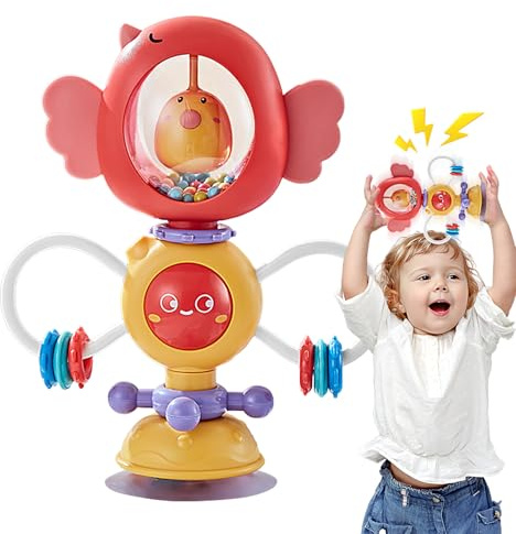 Toys de la ventouse - jouet de chaise haute développementale pour les bébés | Jouet d'apprentissage nouveau-né avec base d'aspiration pour le jeu de plateau | Jouet éducatif précoce pour les nourrisso