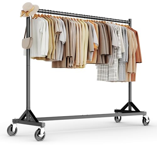 HOKEEPER Z-Kleiderständer 182kg auf Rollen | Kleiderstange, Garderobenständer, kommerziell, 4 Rollen, 2 feststellbar, einfache Montage, langlebig, Tragkraft 182 kg