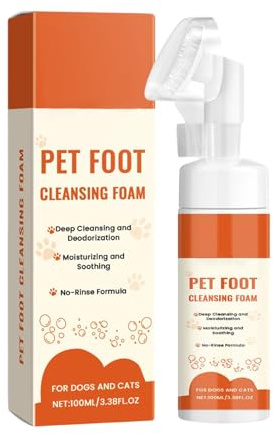 Baoqifong Limpiador de patas de gato, espuma de limpieza de 100 ml con cepillo suave para lavar el cambio de pelo, cuidado de la piel para cachorros, baño de casa, gatitos, viajes, spa, para razas
